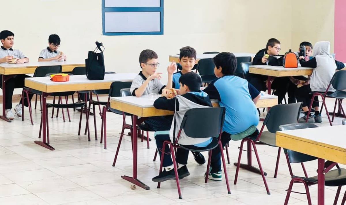 A school canteen in a UAE government school, where students are served food and meals.