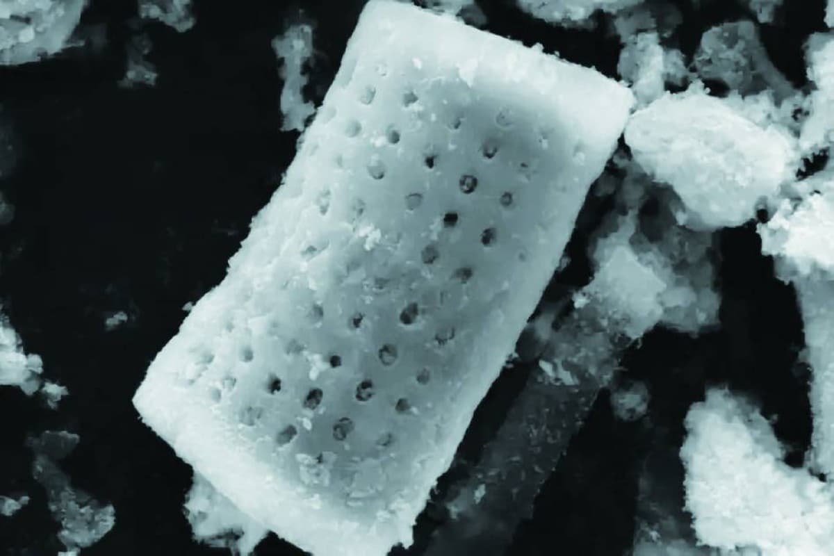 A close-up of a smart wound dressing designed to release oxygen bubbles that destroy antibiotic-resistant bacteria.