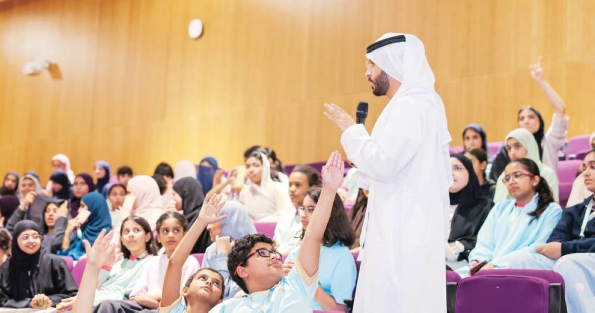 Students participating in the DEWA Youth Council's 'Electricity and Water Heroes' awareness workshop during the Summer Camp 2026 in Dubai.