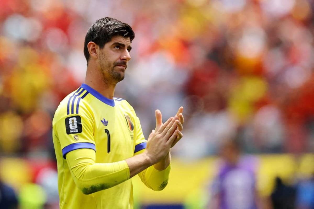Belgium goalkeeper Thibaut Courtois speaks to reporters following Belgium's 2-1 World Cup defeat to Spain.