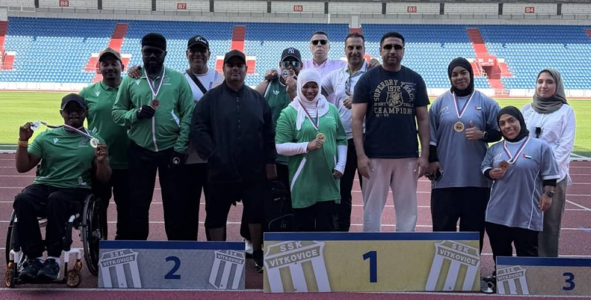 Athletes from Khor Fakkan Disability Club competing at the 2026 Czech International Grand Prix para athletics championship.