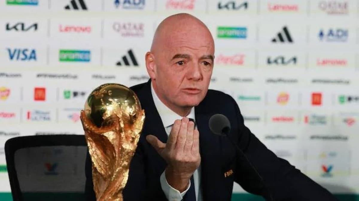 FIFA president Gianni Infantino speaks in support of expanding the World Cup to 64 teams.