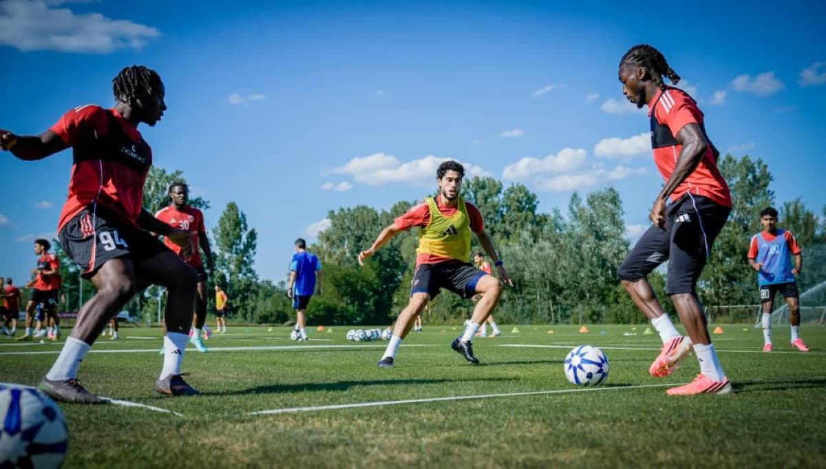 Al Wahda football players training during their overseas pre-season camp in Germany.