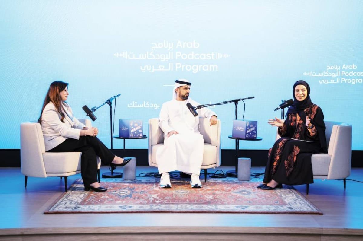 Participants gather at the Dubai Press Club for the opening day of the third edition of the Arab Podcast Programme.