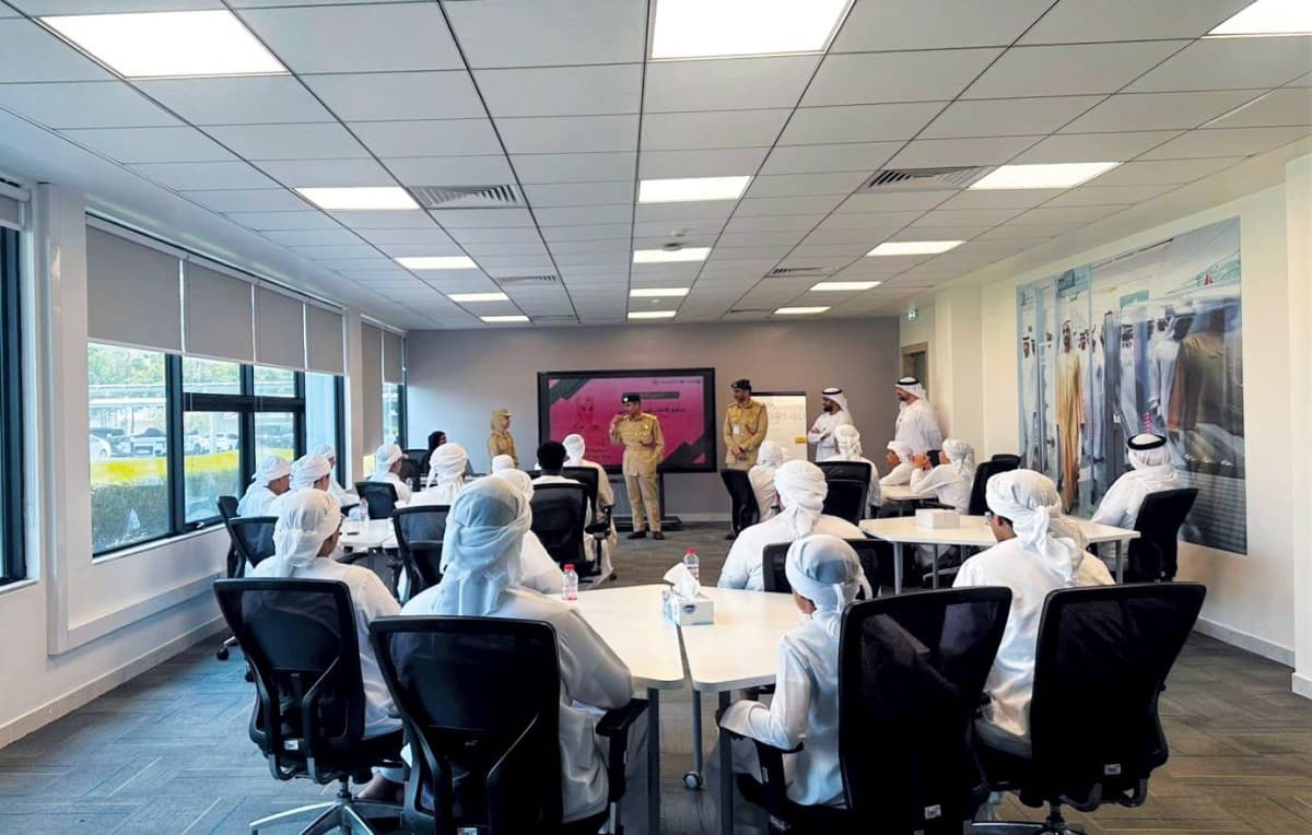 Brigadier Abdulrahman Al Shaer and officers at the launch of the fourth edition of the 'Sawaaed Al Aman' programme at the General Directorate of Airport Security headquarters in Dubai.
