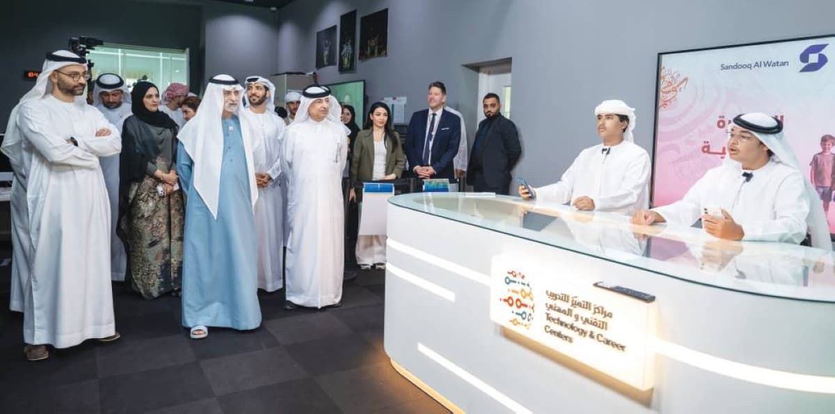 Sheikh Nahyan bin Mubarak Al Nahyan tours vocational and technical workshops at Emirates National Schools as part of the Watani Fund's fourth summer programmes.