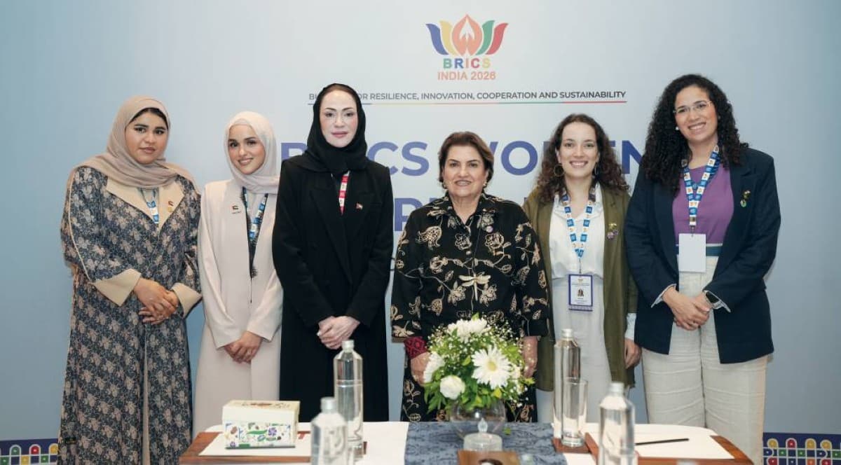 Sheikha Manal bint Mohammed bin Rashid Al Maktoum, President of the UAE Gender Balance Council, participates in the BRICS Women's Track ministerial meetings in Kochi, India.