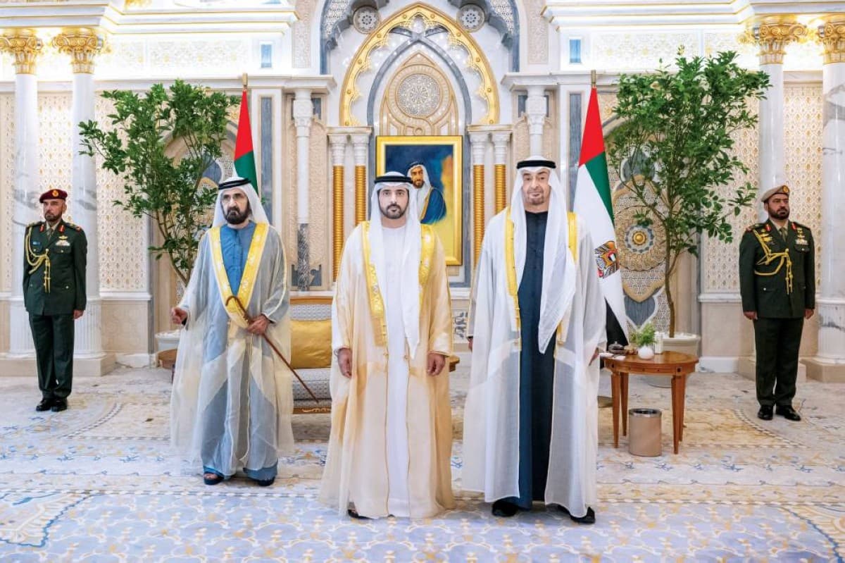 Sheikh Hamdan bin Mohammed bin Rashid Al Maktoum chairs a Defence Council meeting, reflecting his leadership role as UAE Deputy Prime Minister and Minister of Defence.
