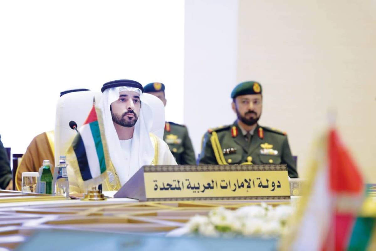 Sheikh Hamdan bin Mohammed bin Rashid Al Maktoum, Crown Prince of Dubai, during an official bilateral meeting, reflecting the UAE's active international diplomatic engagement.