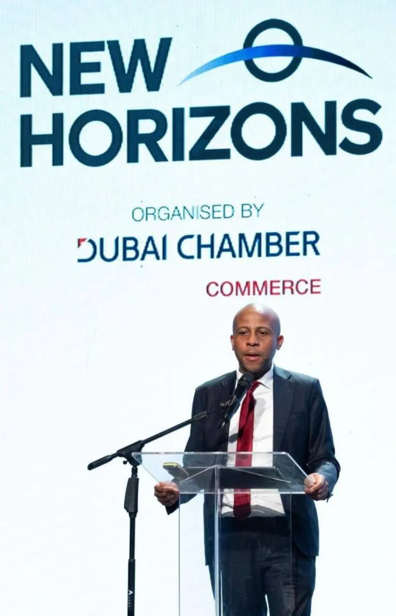 Mthو Zulu, president of the South Africa Chamber of Commerce and Industry, speaking at the Dubai–South Africa Business Forum held in Johannesburg.