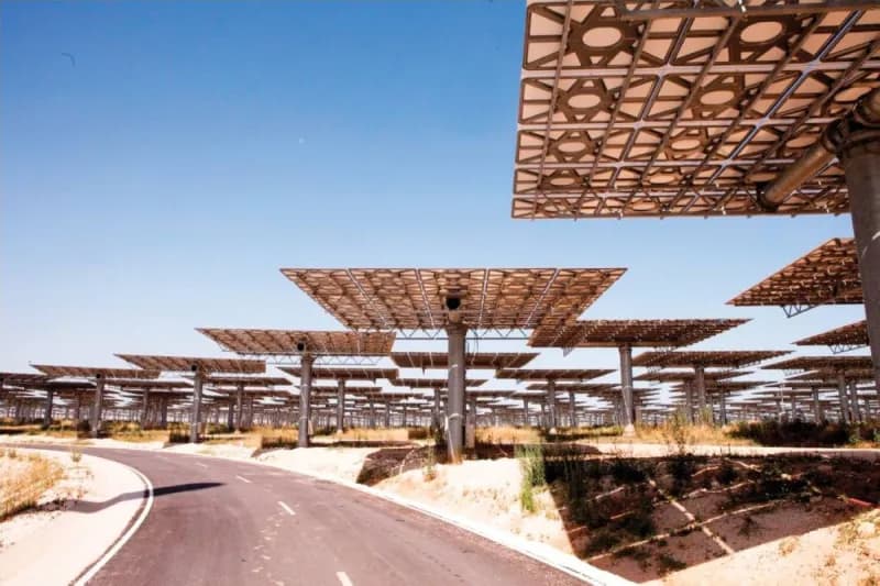 A large-scale solar photovoltaic power plant in the UAE desert, representing the country's expanding renewable energy infrastructure.