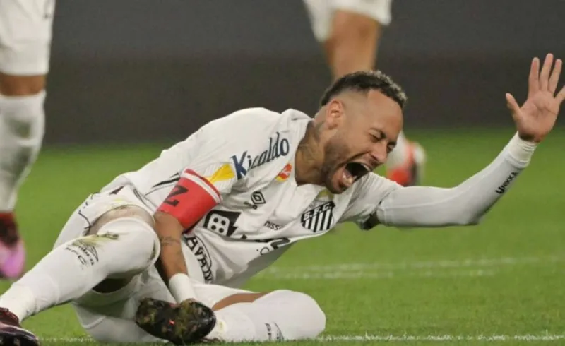 Brazilian football star Neymar da Silva during a training session, with concerns over his ankle injury ruling him out of Brazil's opening World Cup 2026 match against Morocco.