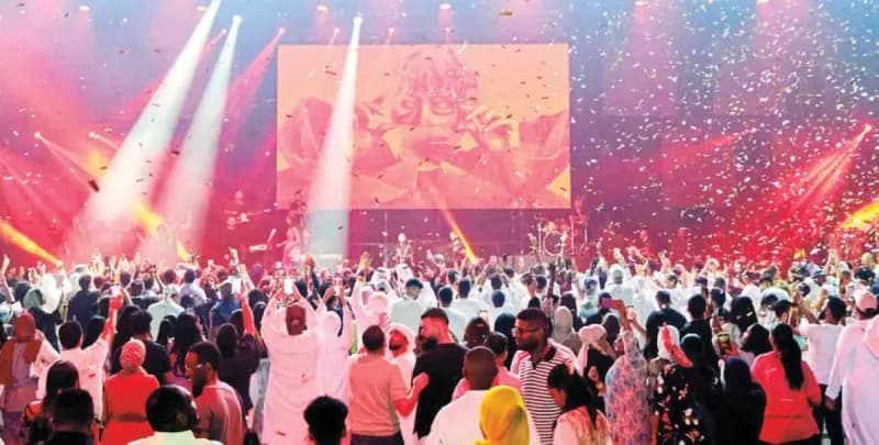 Performers on stage at a Beat the Heat concert held at the Dubai World Trade Centre during Dubai Summer Surprises.