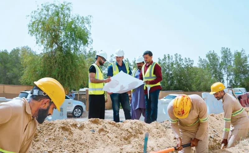 Water network infrastructure pipes being laid in Sharjah as part of the Al Zubair and Al Dbadba extension project.
