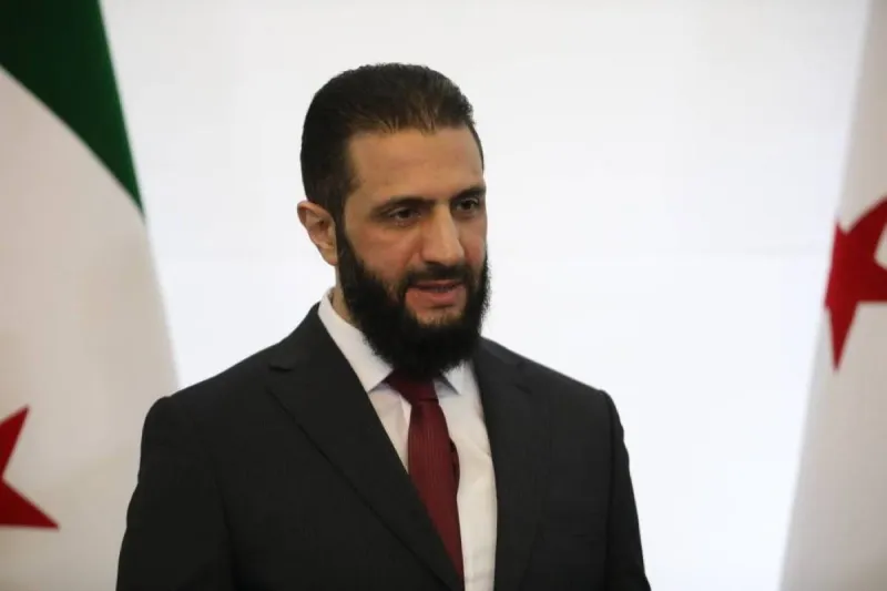 Syrian President Ahmed al-Sharaa speaking to a delegation of notables amid reports of Syrian involvement in Lebanon.