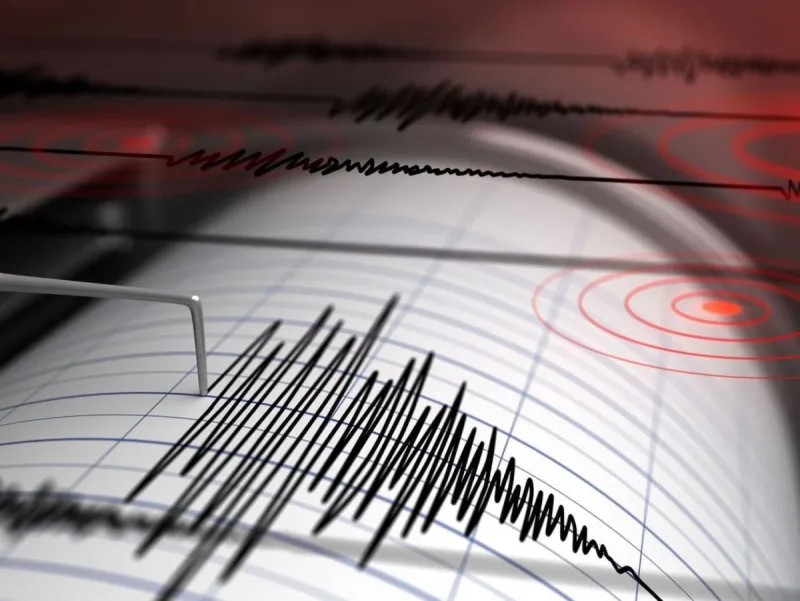 A map or scene depicting the earthquake's impact in the Guerrero state region of southwestern Mexico near Acapulco.