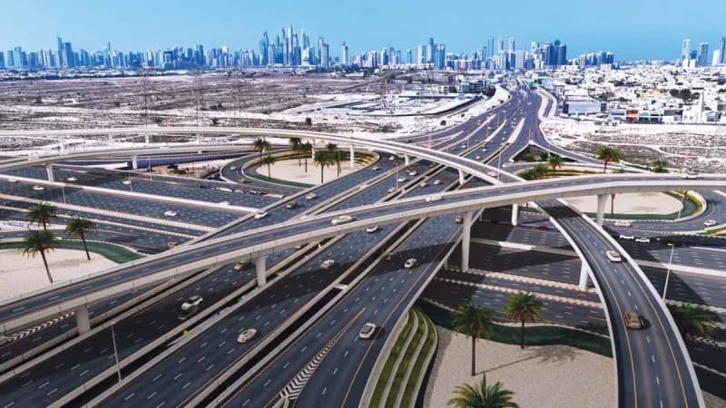A newly completed bridge in Dubai connecting major road corridors as part of the RTA's infrastructure development programme.
