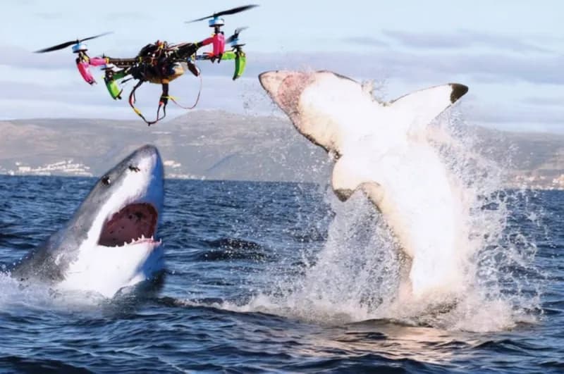 A drone flies over Coogee Beach in eastern Sydney as part of shark detection and monitoring efforts following a shark attack that seriously injured a woman.