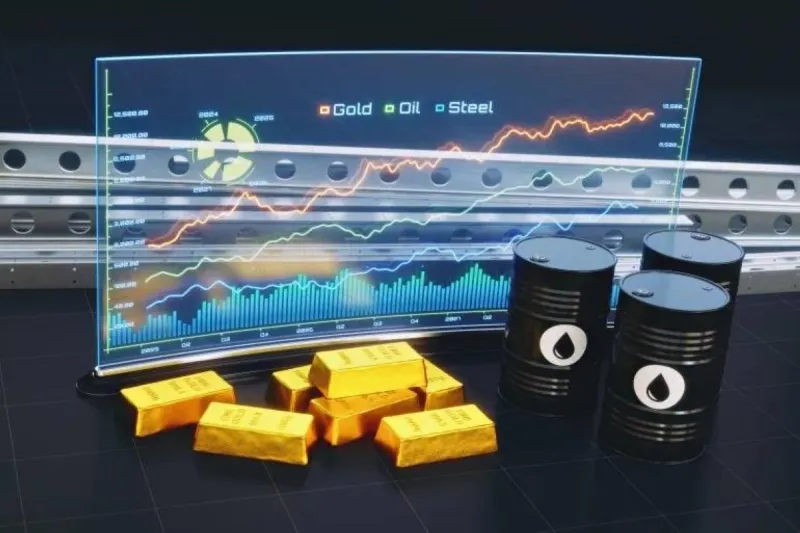 Financial market data screens showing movements in gold prices, oil futures and US stock index futures following the announcement of a US-Iran peace deal.