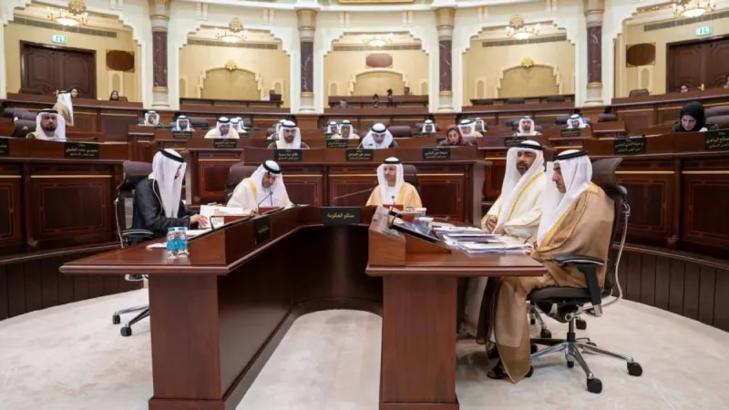 Sharjah Consultative Council members seated in session under the chairmanship of council president Halima Hamid Al Owais during the 18th and final plenary session of the third ordinary sitting of the 11th legislative term.