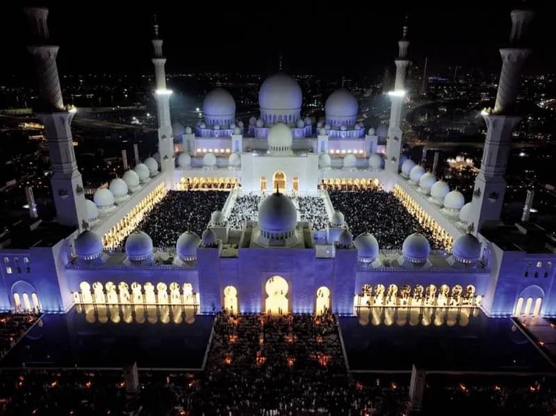 The cover of the UAE Hijri Calendar for 1448 AH, published by the Sheikh Zayed Grand Mosque Centre.