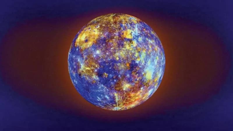 An illustration of the planet Mercury against the backdrop of space.