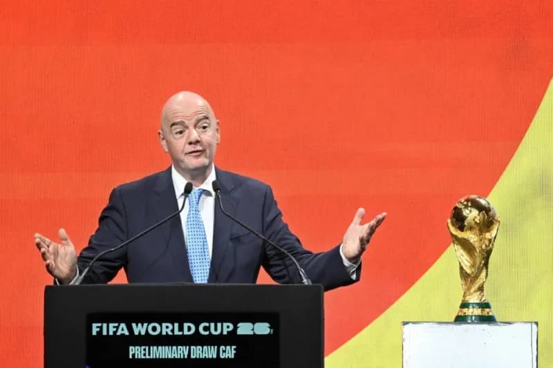 FIFA President Gianni Infantino speaking at the 2026 World Cup, co-hosted by the United States, Canada and Mexico.