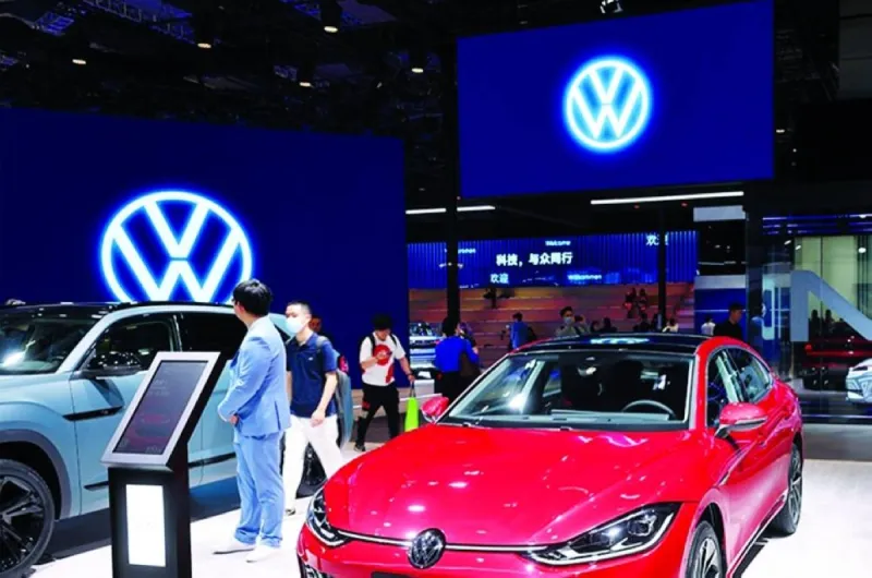 A Volkswagen vehicle on display, representing the automaker's operations in the Chinese automotive market.