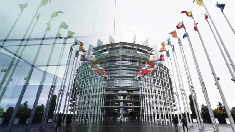 The European Parliament chamber during a voting session on the EU-US trade agreement.