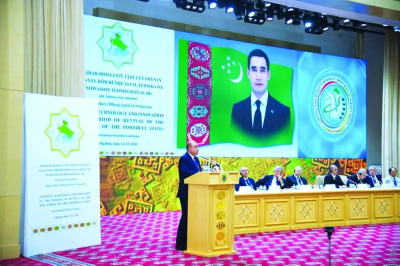 Delegates at the international science and technology conference organised by the Academy of Sciences in Ashgabat, Turkmenistan, with representatives of the Juma Al Majid Centre for Culture and Heritage in attendance.