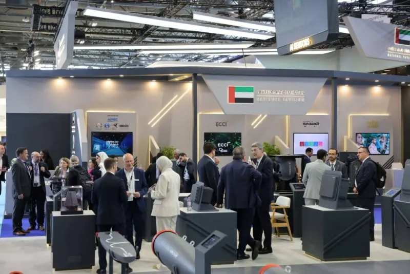 The UAE national pavilion at the Eurosatory 2026 defence and security exhibition at the Paris Nord Villepinte Exhibition Centre.