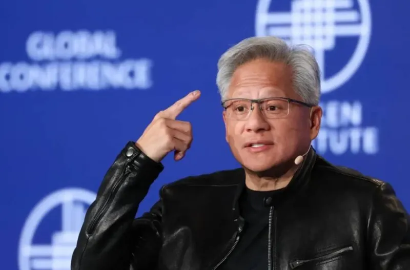 Nvidia CEO Jensen Huang speaking in an interview about the social and economic impact of artificial intelligence.
