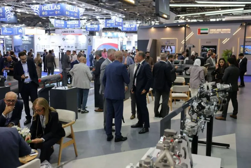 The UAE national pavilion at Eurosatory 2026 exhibition, displaying defence capabilities and hosting meetings between UAE entities and international delegations.