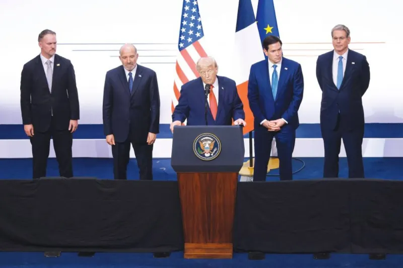 US President Donald Trump speaks at the G7 summit in Évian-les-Bains, France, discussing the agreement reached with Iran.