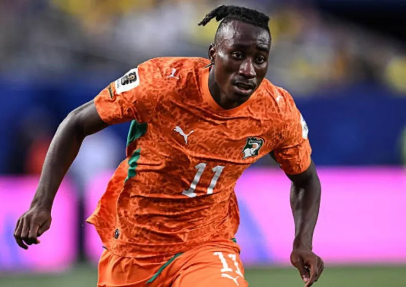 Ivory Coast striker Yan Dioumandé in action during the 2026 FIFA World Cup in North America.