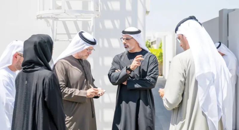 Sheikh Khaled bin Mohamed bin Zayed Al Nahyan tours the Al Samha Residential Project in Abu Dhabi, a 50-hectare development comprising 242 villas for citizens at a cost of 738 million dirhams.