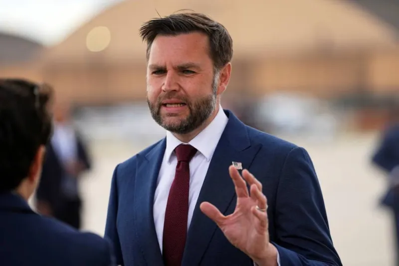 US Vice President JD Vance speaking at a White House press conference.