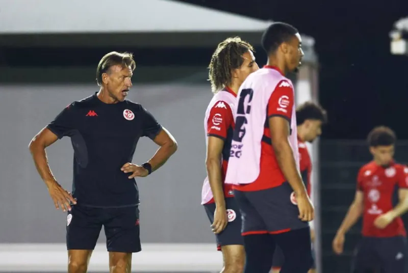 Tunisia coach Hervé Renard looks on ahead of his side's crucial FIFA World Cup Group F match against Japan in Monterrey.