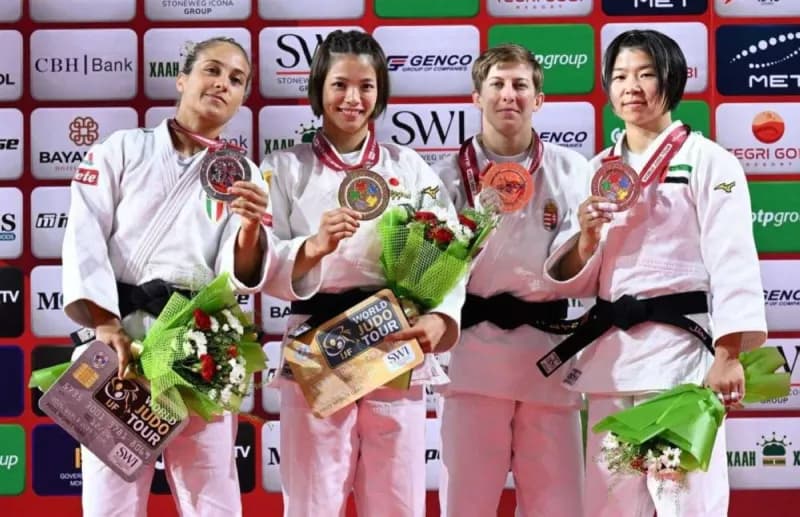 UAE judoka Bashirat Kharroudi competing at the Ulaanbaatar Grand Slam tournament in the Mongolian capital.