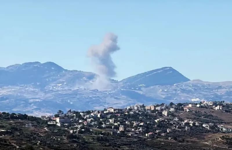 Smoke rises over southern Lebanon following Israeli airstrikes carried out after the ceasefire between Israel and Hezbollah came into effect.