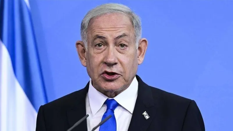 Israeli Prime Minister Benjamin Netanyahu at a press conference regarding military operations in Lebanon.