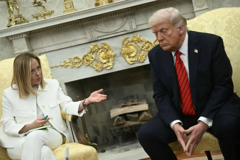 Italian Prime Minister Giorgia Meloni speaking publicly in response to remarks made by US President Donald Trump on social media.