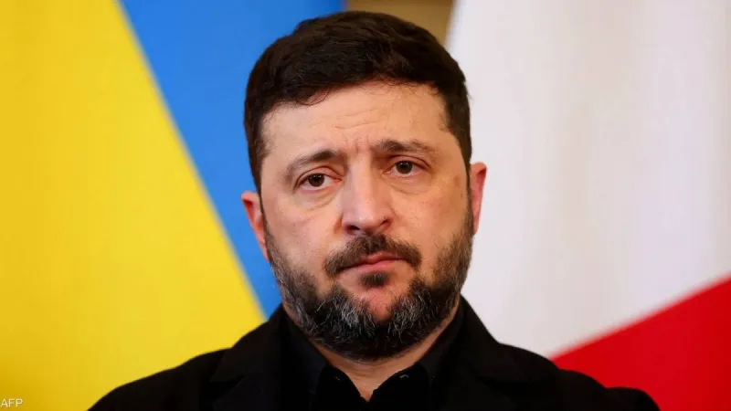 Ukrainian President Volodymyr Zelensky photographed as he announces the return of the Order of the White Eagle decoration to Poland amid a diplomatic dispute over Second World War history.