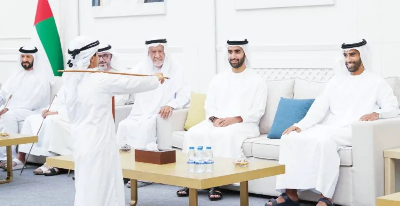 Sheikh Khalid bin Saud bin Saqr Al Qasimi attends the 15th collective wedding ceremony at Al Bayt Al Mutahed Hall in Ras Al Khaimah.