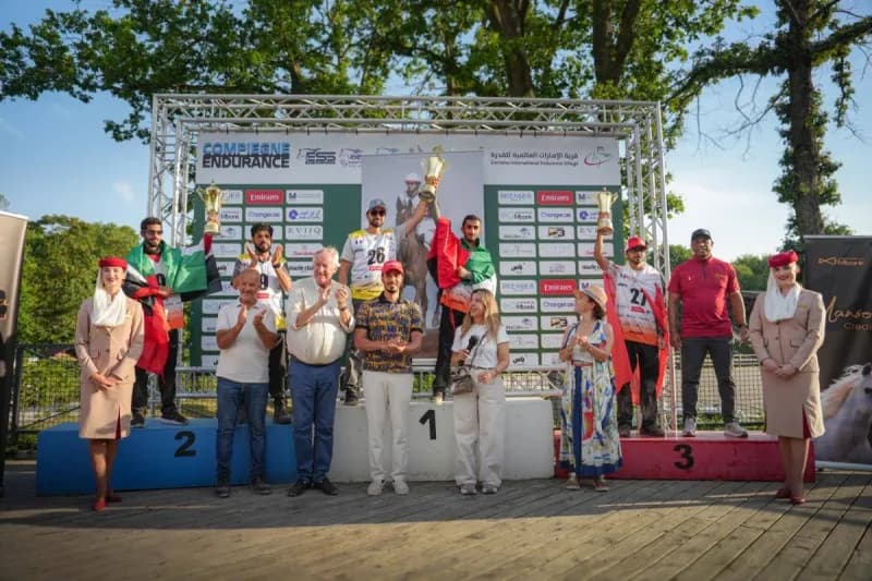 UAE endurance riders competing at the Compiègne races in France during the launch of the Emirates Global Endurance Village Race Series.