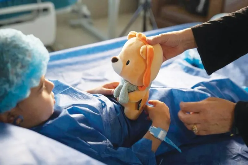 A child patient receiving post-operative care as part of the Emirates Red Crescent's River of Life fund surgical campaign.