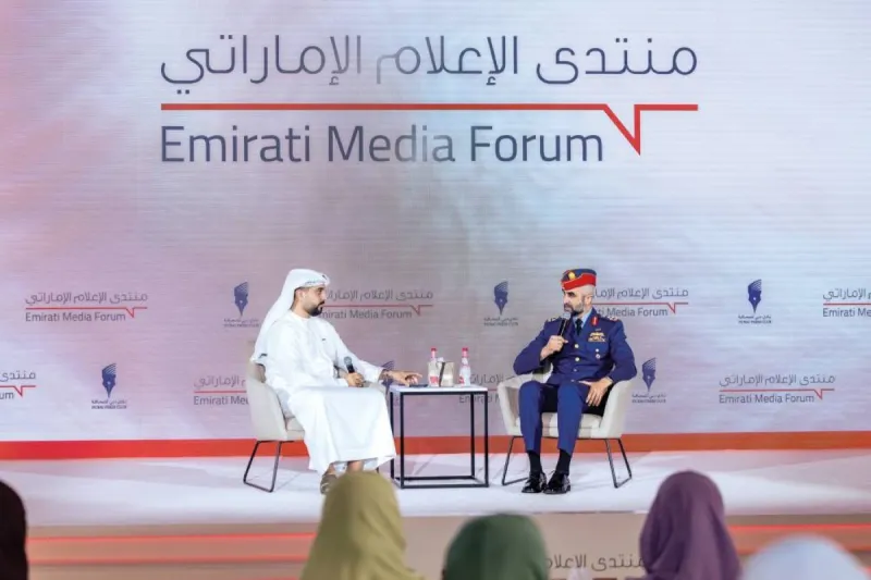 Brigadier General (Pilot) Staff Abdul Nasser Al Humaidi, spokesperson of the UAE Ministry of Defence, speaks at the UAE Media Forum session titled 'Safe Skies… Reassured People' in Dubai.