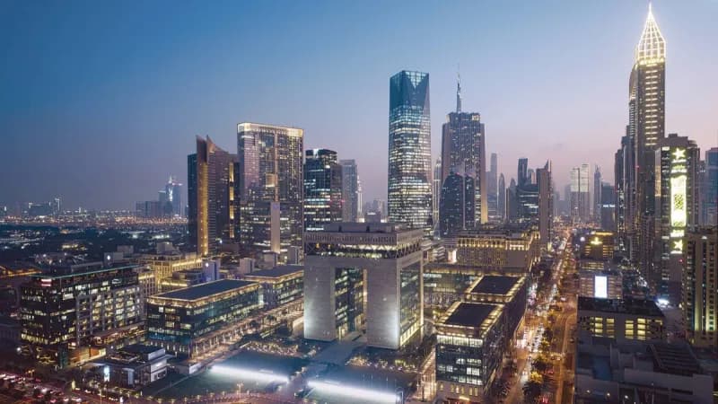 Dubai's skyline reflecting its status as a growing global financial hub for hedge fund professionals and investment managers.
