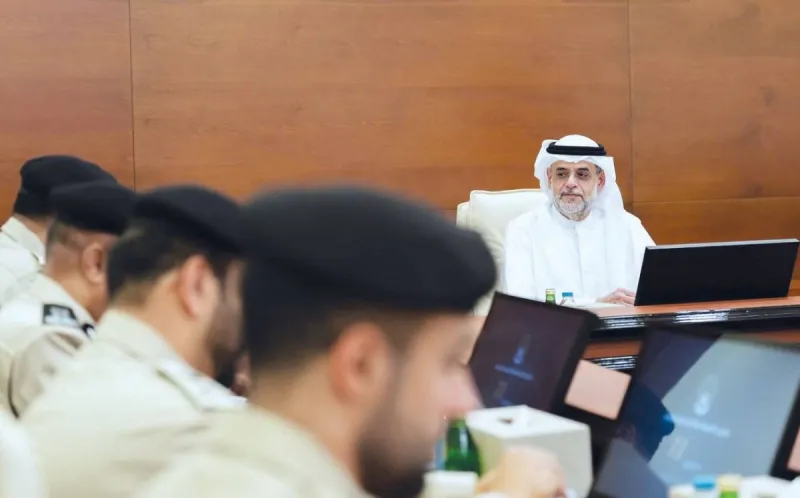 Sheikh Sultan bin Mohammed bin Sultan Al Qasimi chairing the Sharjah Academy for Police Sciences board meeting at its headquarters in University City.