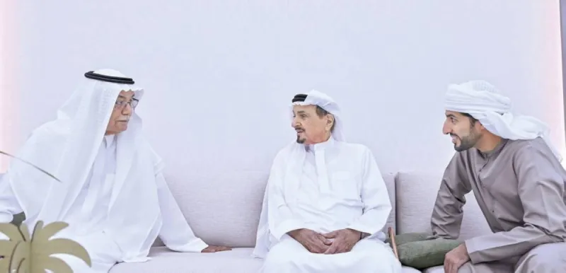 Sheikh Humaid bin Rashid Al Nuaimi inaugurates the Al Humaydiyah Community Council in Ajman alongside sheikhs, officials, and community figures.
